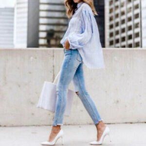 Free People Light Blue Blouse